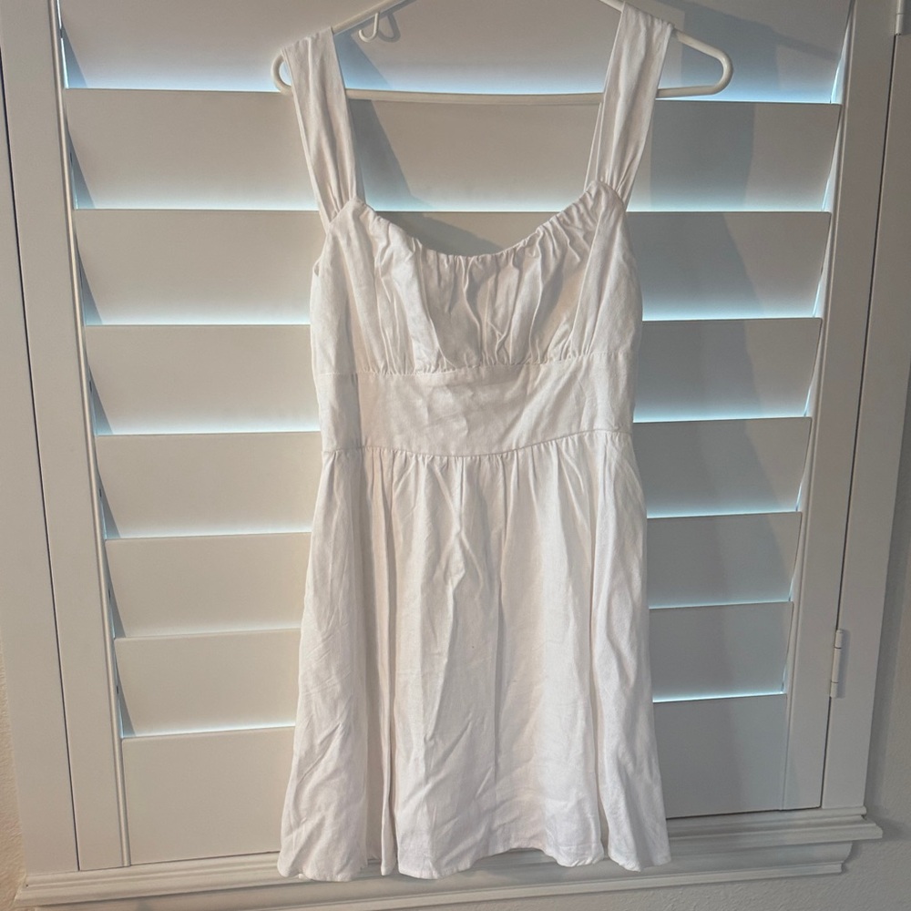 White Linen Dress with Straps